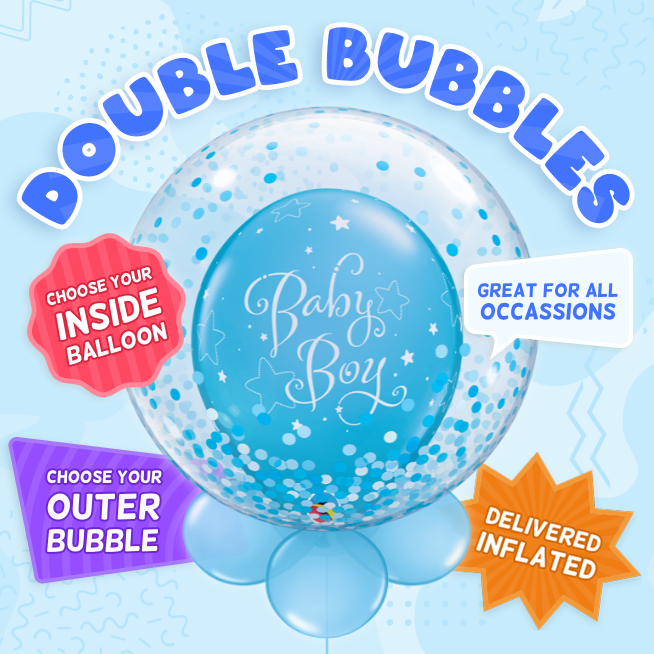 An example of a New Baby double bubble balloon