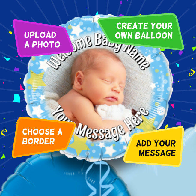 An example of a New Baby photo balloon